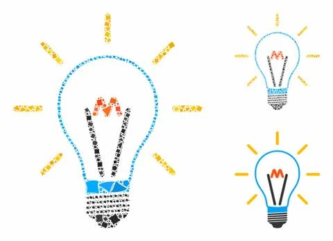 Invent bulb Composition Icon of Bumpy Items Illustrazione stock