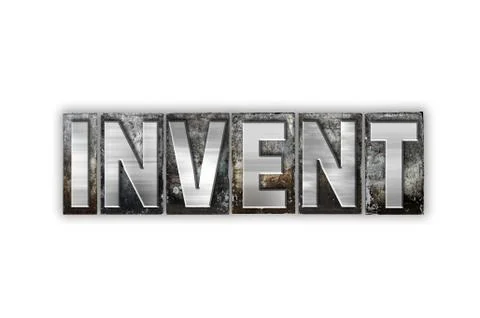 Invent Concept Isolated Metal Letterpress Type Stock Illustration