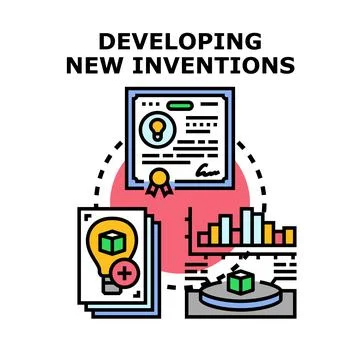 Invention process icon developing new ideas and concepts Illustrazione stock