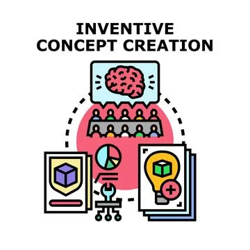 Inventive concept creation process finding new solutions Stock Illustration