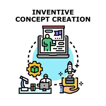 Inventive concept creation process vector illustration Stock Illustration