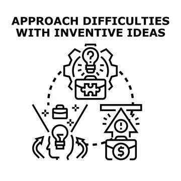 Inventive ideas solving business difficulties and innovation process Illustrazione stock