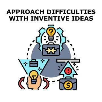 Inventive ideas solving business difficulties and innovation process Stock Illustration