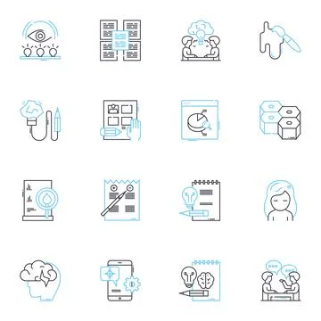 Inventive strategy linear icons set. Innovation, Creativity, Ingenuity Stockillustratie