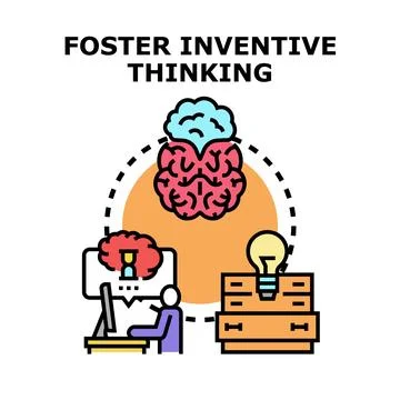 Inventive thinking fostering creative mind process development Ilustración de archivo