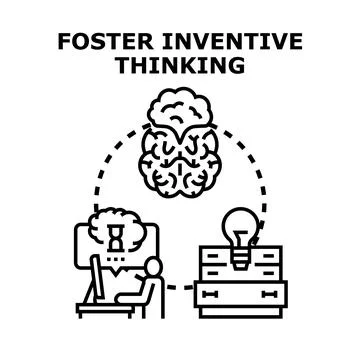 Inventive thinking fostering creative mind process development Stock Illustration