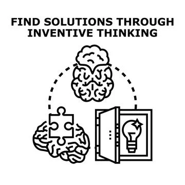 Inventive thinking process finding new solutions concept Иллюстрация