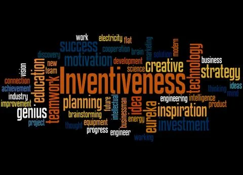 Inventiveness, word cloud concept Stock Illustration