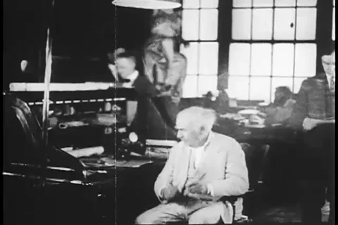 Inventor Thomas Edison working in office 3 Video stock 247676202