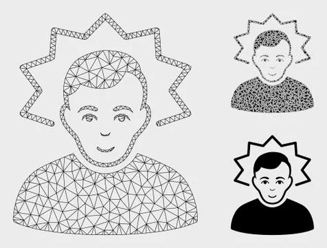 Inventor Vector Mesh Network Model and Triangle Mosaic Icon Stock Illustration