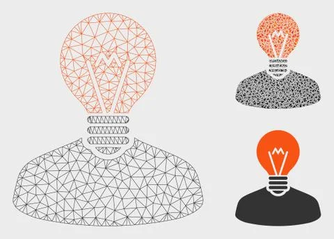 Inventor Vector Mesh Wire Frame Model and Triangle Mosaic Icon Stock Illustration