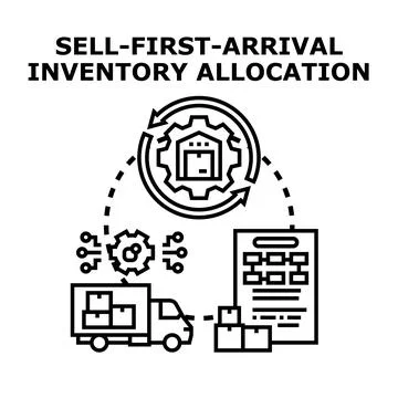 Inventory allocation process for sell first arrival management Stock Illustration