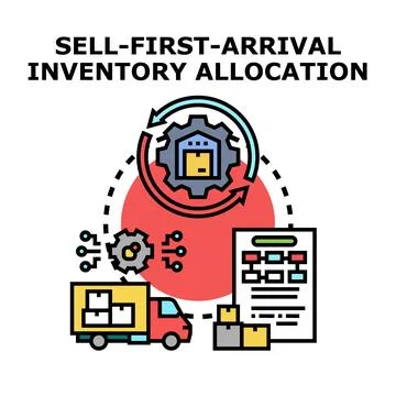 Inventory allocation process for sell first arrival management Stock Illustration