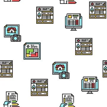 Inventory Analytics And Report Vector Seamless Pattern Illustrazione stock