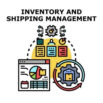 Inventory and shipping management systems vector illustration Stock Illustration