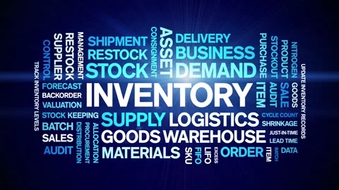 Inventory animated word cloud,animation tag kinetic typography seamless loop. Stock Footage 317656486