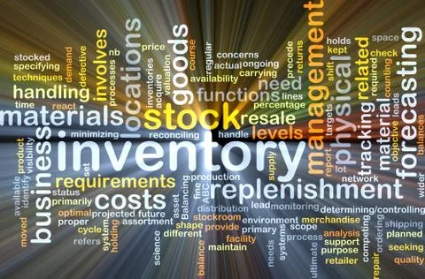 Inventory background concept glowing Stock Illustration