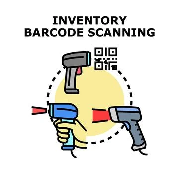Inventory barcode scanning concept vector illustration Stock Illustration