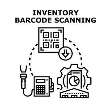 Inventory barcode scanning system for product management Stockillustratie