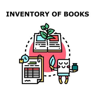 Inventory of books concept vector icon illustration Stock Illustration
