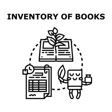 Inventory of books concept vector icon illustration Stock Illustration