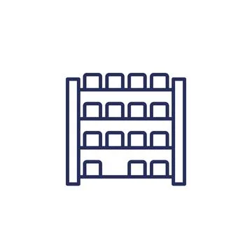 Inventory, boxes on shelves, warehouse line icon Ilustração Stock