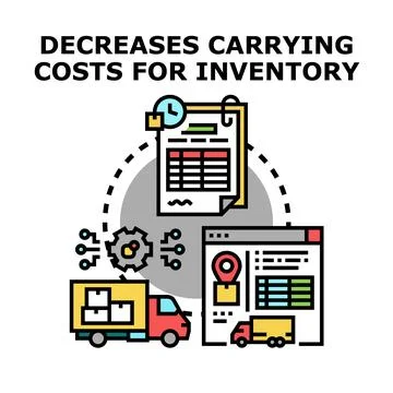 Inventory carrying costs decreasing with logistics management Stock Illustration