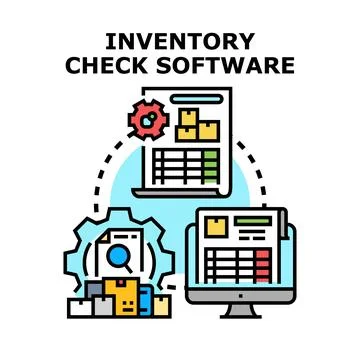 Inventory check software automating stock management system 스톡 일러스트
