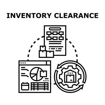 Inventory clearance concept managing excess stock business process 스톡 일러스트