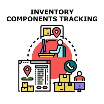 Inventory components tracking and logistics management system Illustrazione stock