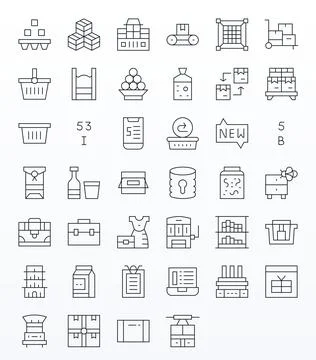 Inventory Comprehensive Vector Bundle with 40 Editable Thin Line High Resol.. Stock Illustration
