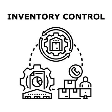 Inventory control business process and logistics management Stock Illustration
