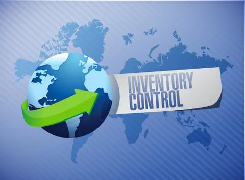 Inventory control globe sign concept Ilustração Stock
