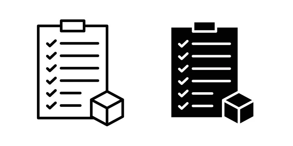 Inventory control icon vector concepts, line and silhouette style Stock Illustration