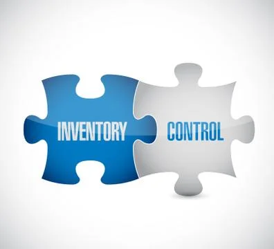 Inventory control puzzle pieces sign concept Ilustração Stock