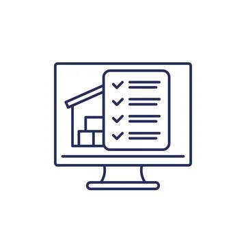 Inventory control software line icon Stock Illustration
