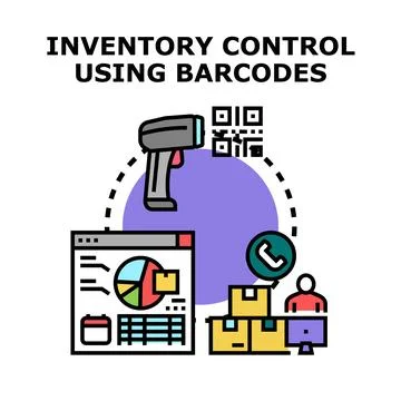Inventory control system using barcodes for effective management Illustrazione stock