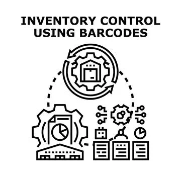 Inventory control using barcodes for business optimization 스톡 일러스트