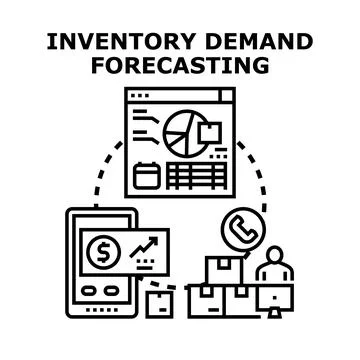 Inventory demand forecasting calculating future product needs Stock Illustration