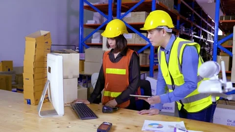 Inventory digitalization, and working in logistics concepts. Stock Footage 201336488