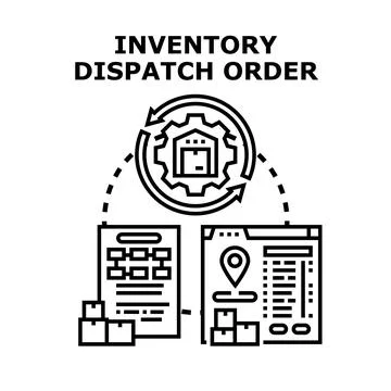 Inventory dispatch order process concept illustration Stock Illustration
