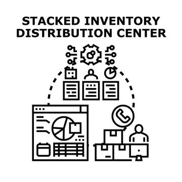 Inventory distribution center process for logistics management Stock Illustration