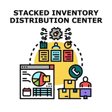 Inventory distribution center process for logistics management Stock Illustration