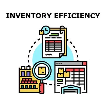 Inventory efficiency managing warehouse supply chain operations Stock Illustration
