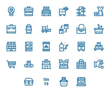 Inventory featuring 28 64x64 Vector Icons in Bold Line Design Stockillustratie