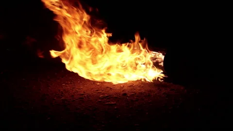 Inventory for the fire show. Burning Spark staff with kerosene. Slow motion. Stock Footage 236078254