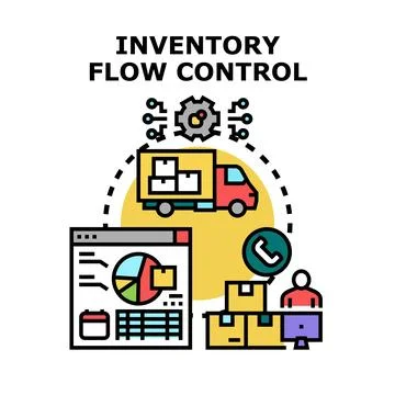 Inventory flow control system managing product stock and logistics Stock Illustration