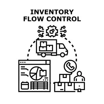 Inventory flow control system managing product stock and logistics Stock Illustration