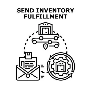 Inventory fulfillment process delivering order and logistics Stock Illustration