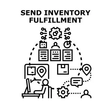 Inventory fulfillment process shipping boxes to customer Stock Illustration